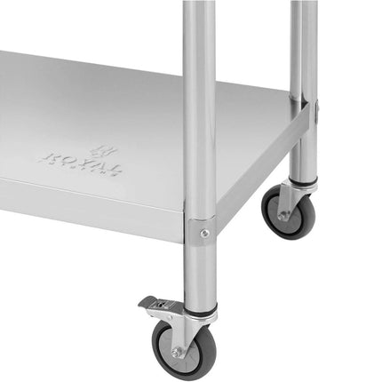 Royal Catering Metal table catering with wheels with shelf and a Randle STAL 60 x 150 cm – image 5
