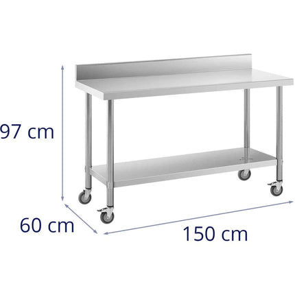 Royal Catering Metal table catering with wheels with shelf and a Randle STAL 60 x 150 cm – image 6