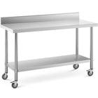 Royal Catering Metal table catering with wheels with shelf and a Randle STAL 60 x 150 cm