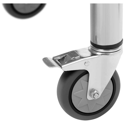 Royal Catering Table worktop on wheels with edge, 2 levels, 60 x 60 cm, STEEL, up to 120 kg – image 4