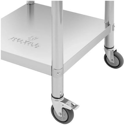 Royal Catering Table worktop on wheels with edge, 2 levels, 60 x 60 cm, STEEL, up to 120 kg – image 5