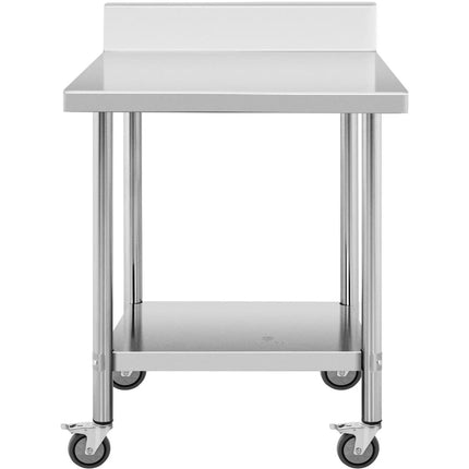 Royal Catering Table, wall-mounted worktop with edge on wheels, 2 levels, 60 x 80 cm, STEEL – image 2