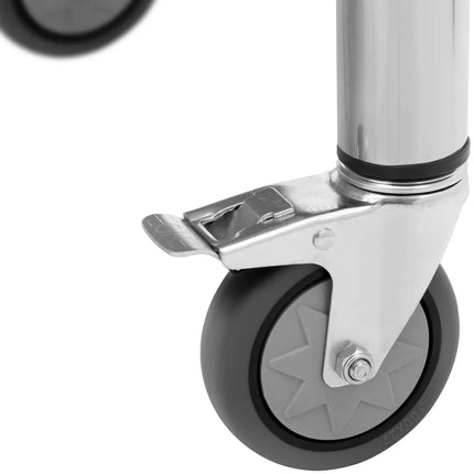 Royal Catering Table, wall-mounted worktop with edge on wheels, 2 levels, 60 x 80 cm, STEEL – image 4