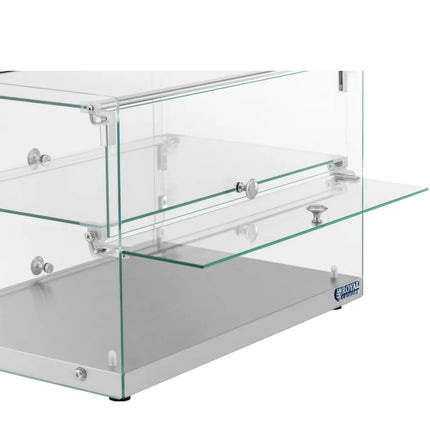 Royal Catering Confectionery buffet display case for cakes, desserts, muffins, glass, 2 shelves, 50 l – image 3