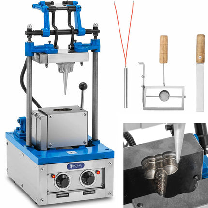 Royal Catering Waffle-bake machine waffle cones for ice cream 50 - 60 waffles / 74 x 124 mm