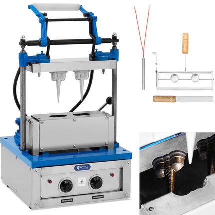 Royal Catering Waffle machine for baking cones waffles for ice cream 100-120 waffles / h 74 x 124 mm