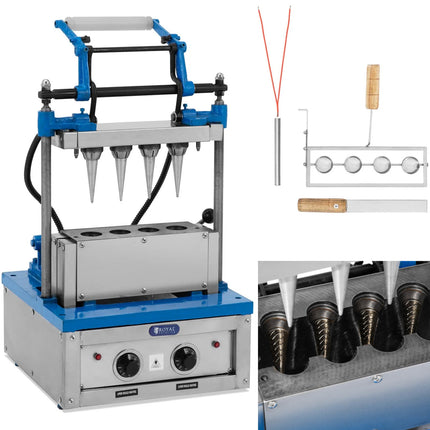 Royal Catering Waffle Machine for Baking cone waffles for Ice Cream 100-120 waffles / 47 x 112 mm
