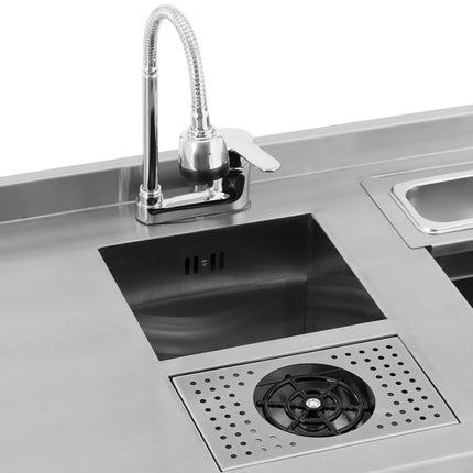 Royal Catering Barman's station bartender table bartender sink with washing machine and ice containers stainless steel