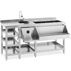 Royal Catering Barman's station bartender table bartender sink with washing machine and ice containers stainless steel