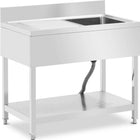 Royal Catering Single-bowl pool sink with drainer, shelf and rim, right, 100 x 60 x 97 cm