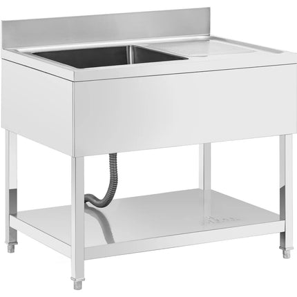 Royal Catering Single-bowl pool sink with drainer, shelf and rim, left, 100 x 70 x 97 cm