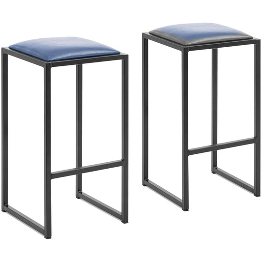 Royal Catering Metal loft bar stool with black and blue upholstery - 2 pcs.