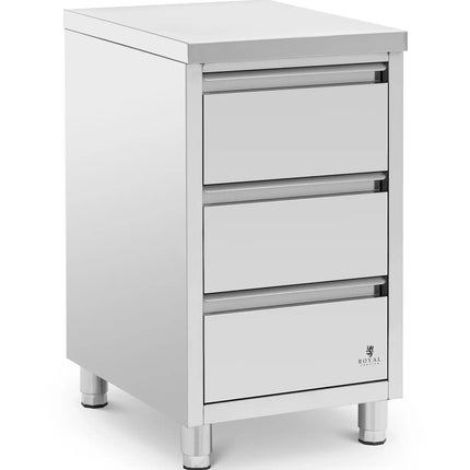 Royal Catering Free-standing catering cabinet with 3 drawers, STEEL, 50 x 60 x 87 cm – image 2