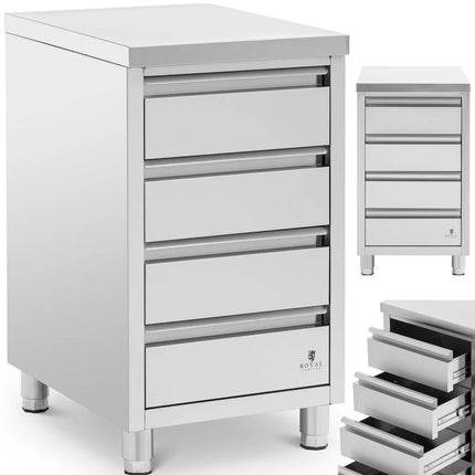 Royal Catering Free-standing catering cabinet with 3 drawers, STEEL, 50 x 60 x 87 cm – image 6