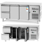 Royal Catering Refrigeration table with worktop 2 chambers 2 drawers -2-10 C 417 l 275 W