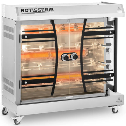 Royal Catering Gas rotisserie chicken roaster for propane-butane, 4 skewers, 16.5 kW