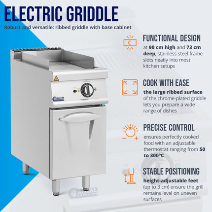 Royal Catering Grill plate, grooved electric grill with cabinet, 33.5 x 55 cm, 5.4 kW – image 4