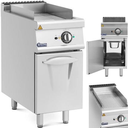 Royal Catering Grill plate, grooved electric grill with cabinet, 33.5 x 55 cm, 5.4 kW
