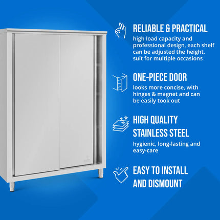 Royal Catering Catering cabinet with sliding doors STEEL 120 x 70 x 180 cm – image 2