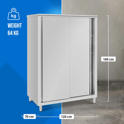 Royal Catering Catering cabinet with sliding doors STEEL 120 x 70 x 180 cm – image 7