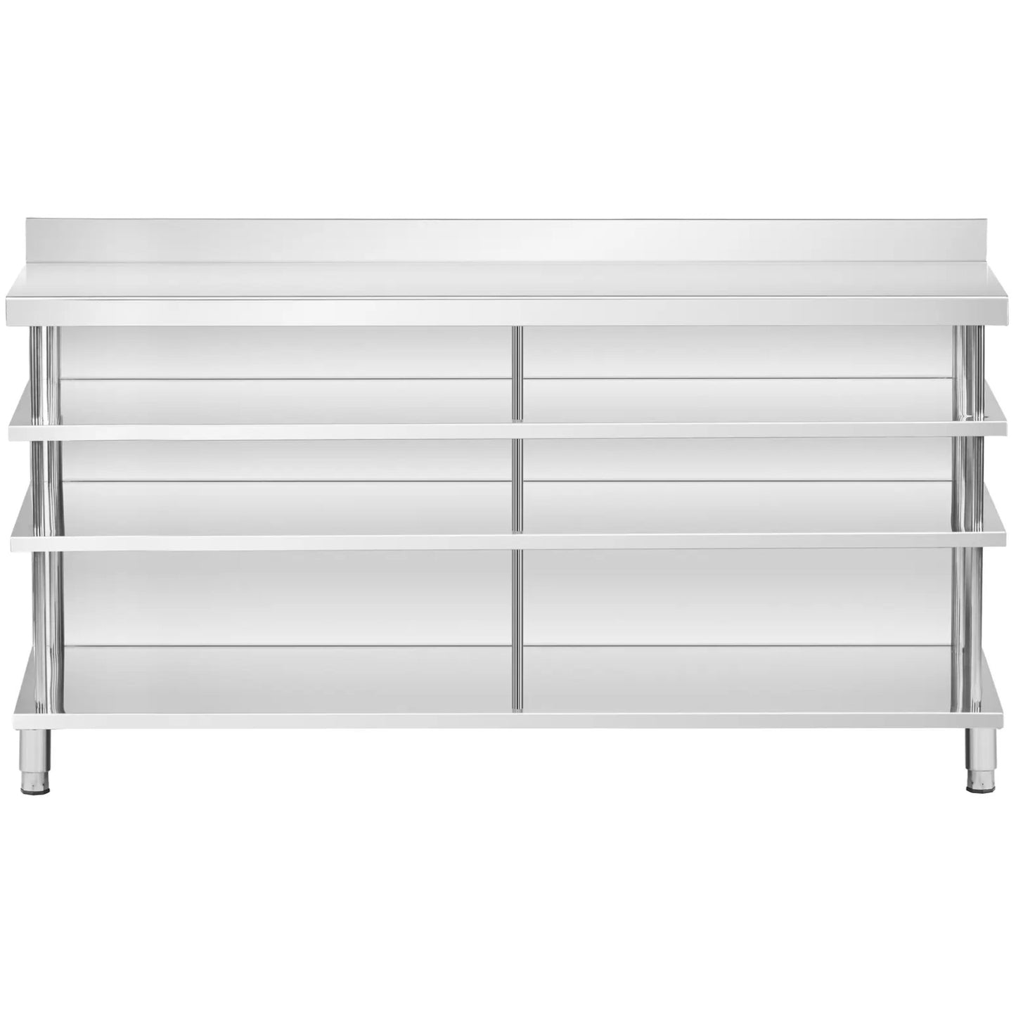 Royal Catering Gastronomy work bar table with edge, 4 shelves, STEEL 200 x 60 x 105 cm – image 2