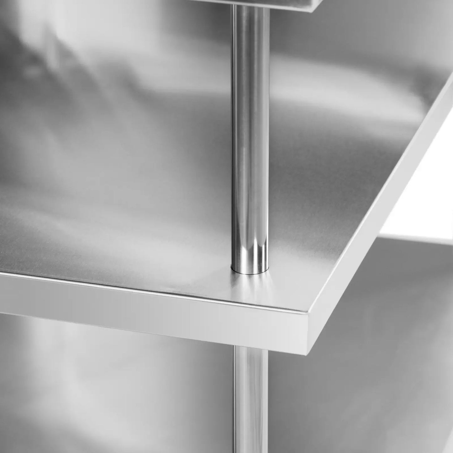 Royal Catering Gastronomy work bar table with edge, 4 shelves, STEEL 200 x 60 x 105 cm – image 6