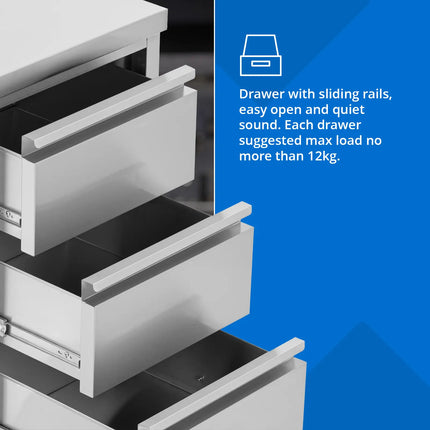 Royal Catering Wall-mounted catering cabinet with edge, 3 drawers, STEEL, 50 x 60 cm – image 5