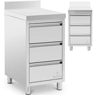 Royal Catering Wall-mounted catering cabinet with edge, 3 drawers, STEEL, 50 x 60 cm