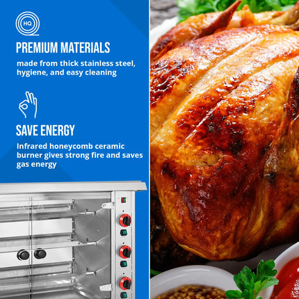 Royal Catering Gas spit roaster for 15 chickens, 3 skewers propane-butane 15 kW – image 3