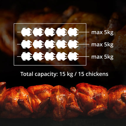 Royal Catering Gas spit roaster for 15 chickens, 3 skewers propane-butane 15 kW – image 4