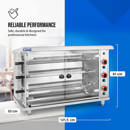 Royal Catering Gas spit roaster for 15 chickens, 3 skewers propane-butane 15 kW – image 8