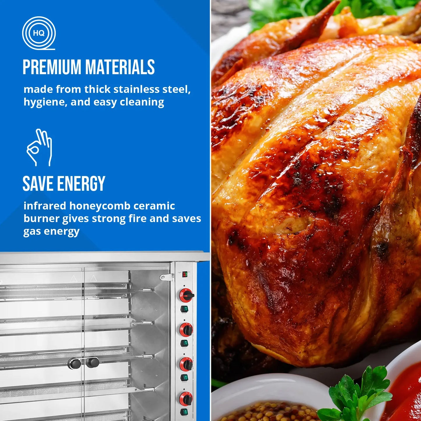 Royal Catering Gas rotisserie grill for 25 chickens, 5 skewers propane-butane 25 kW – image 3