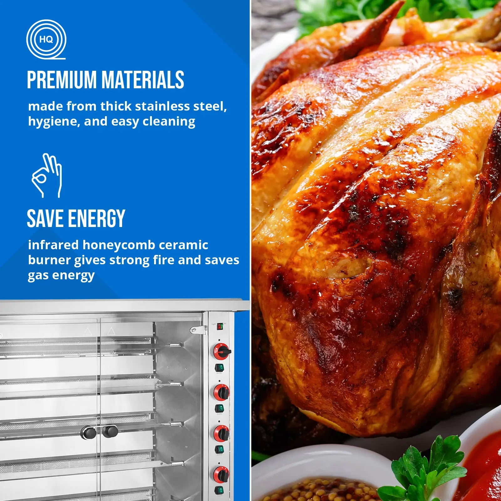 Royal Catering Gas rotisserie grill for 25 chickens, 5 skewers propane-butane 25 kW – image 3