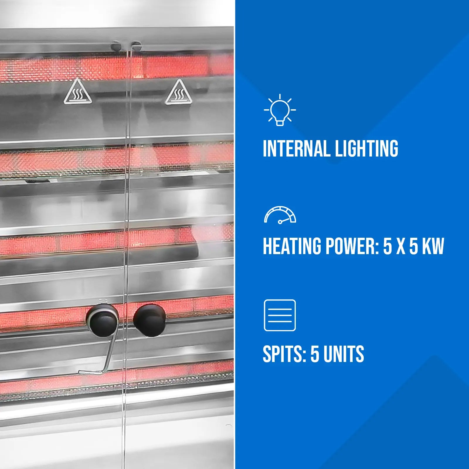 Royal Catering Gas rotisserie grill for 25 chickens, 5 skewers propane-butane 25 kW – image 5