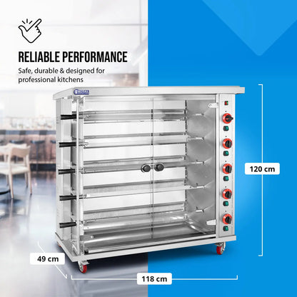 Royal Catering Gas rotisserie grill for 25 chickens, 5 skewers propane-butane 25 kW – image 8