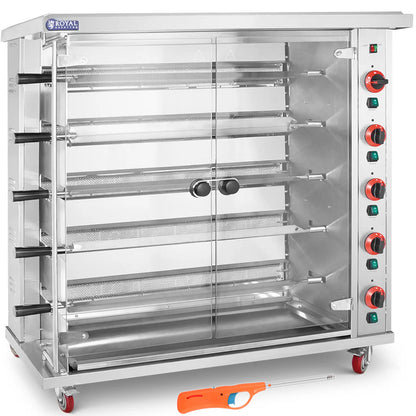 Royal Catering Gas rotisserie grill for 25 chickens, 5 skewers propane-butane 25 kW