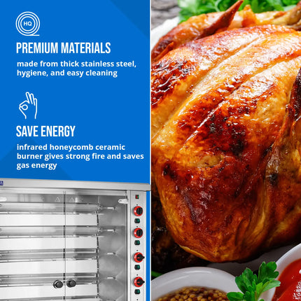 Royal Catering Gas rotisserie grill for 40 chickens, 8 skewers propane-butane 40 kW – image 2