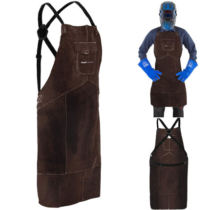 Stamos Germany Welding apron protective leather size L - brown