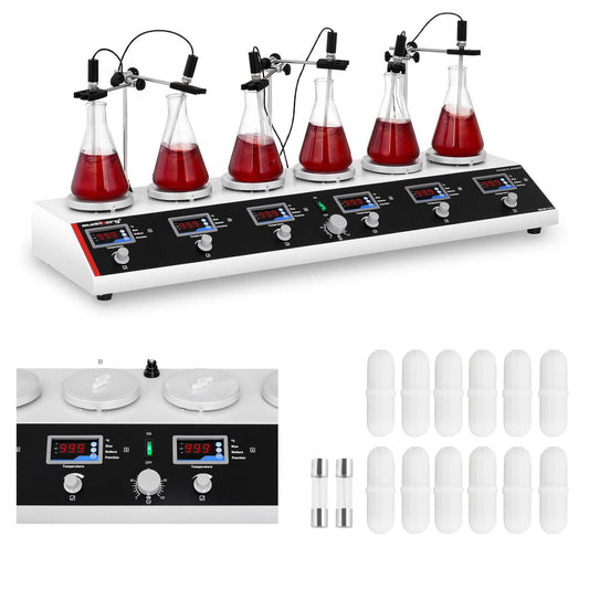 Steinberg Systems Laboratory magnetic stirrer 99deg C timer 6 stations + stirrs