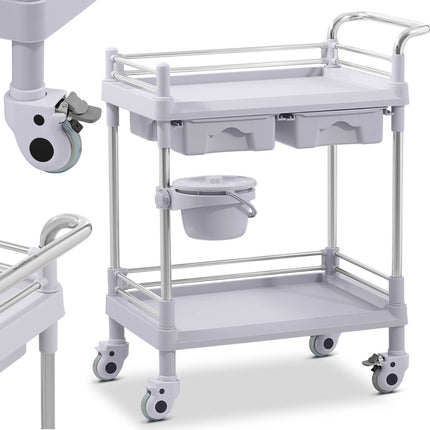 Steinberg Systems Medical laboratory trolley 2 shelves 2 drawers basket