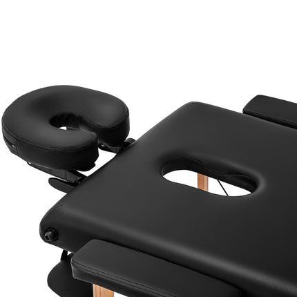Koka pārnēsājamais saliekamais masāžas galds Toulouse Black līdz 227 kg melns 