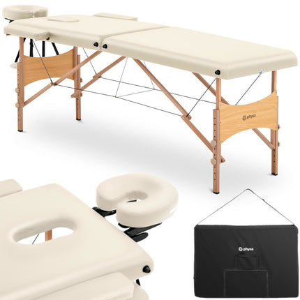 Koka pārnēsājamais saliekamais masāžas galds Toulouse Beige līdz 227 kg bēšs 