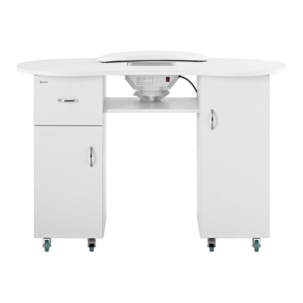 Physa Desk cosmetic manicure table with dust absorber and cabinets on wheels 120x50x80 cm white – image 2