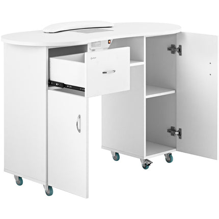 Physa Desk cosmetic manicure table with dust absorber and cabinets on wheels 120x50x80 cm white – image 6