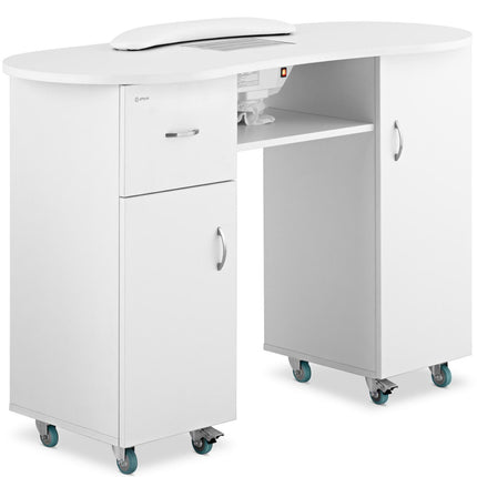 Physa Desk cosmetic manicure table with dust absorber and cabinets on wheels 120x50x80 cm white