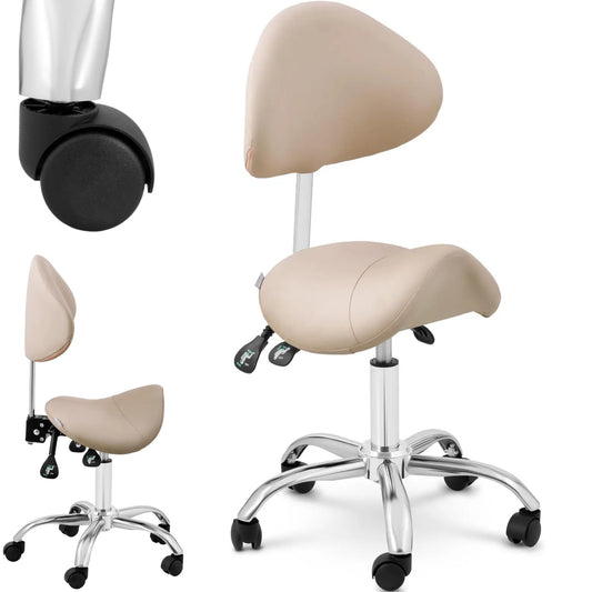 Physa MANNHEIM CREAM saddle beauty chair with adjustable backrest, cream