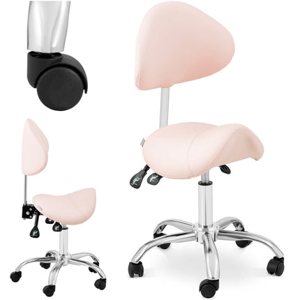 Physa Saddle beauty chair with swivel, adjustable backrest MANNHEIM POWDER PINK pink