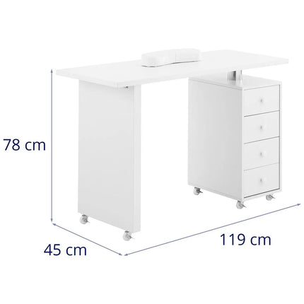 Physa Cosmetic manicure desk with palm rest 4 drawers 119 x 45 cm - white – image 6