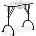 Physa Desk cosmetic manicure table with dust absorber, foldable on wheels, 90 x 42 x 73 cm, white