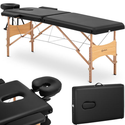 Physa Massage bed table folding wide with wooden frame of VANNES BLACK - black